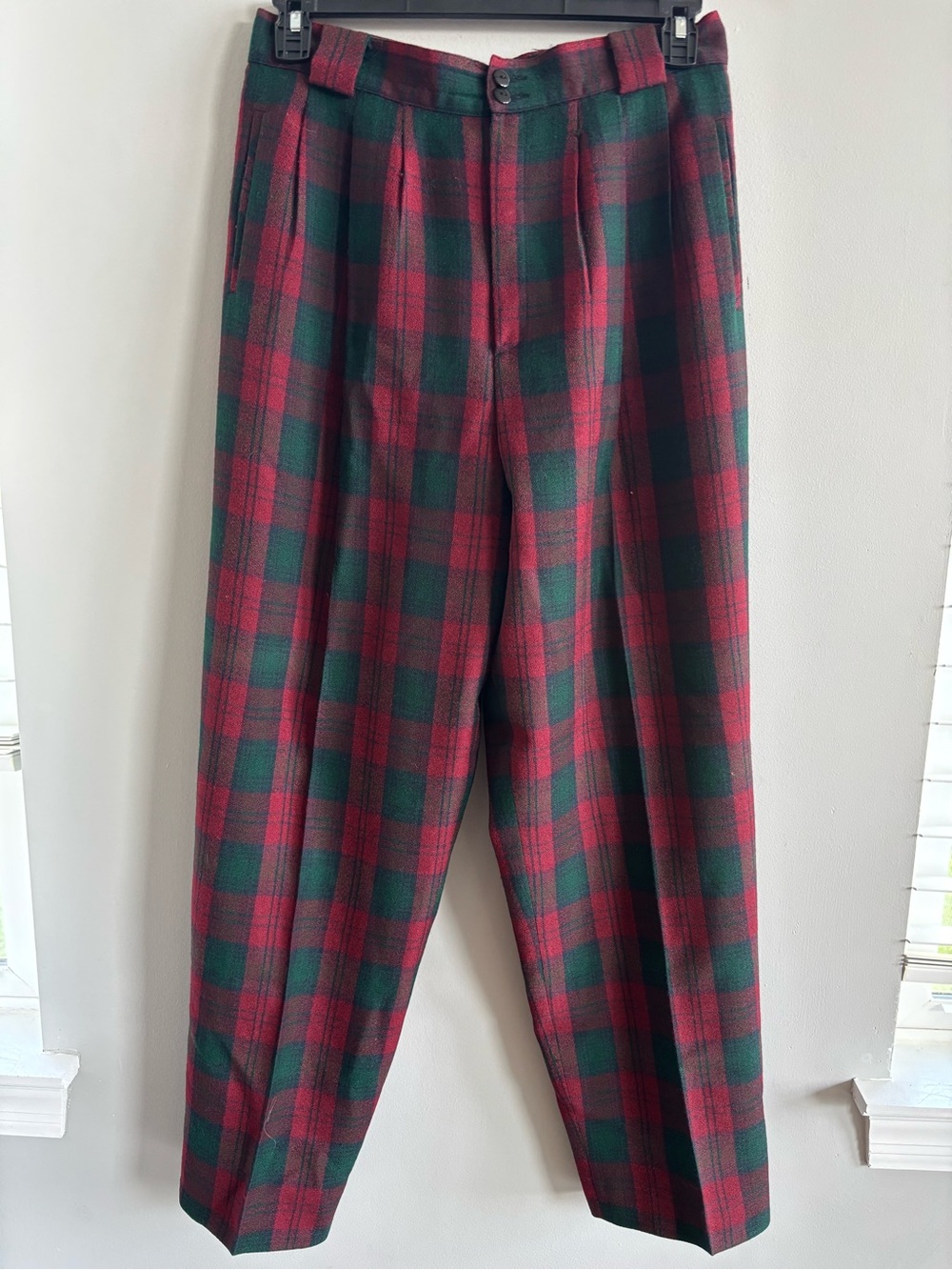 VTG Giorgio Sant Angelo 100% Wool Plaid Trousers Pants High Waisted 27" Waist S